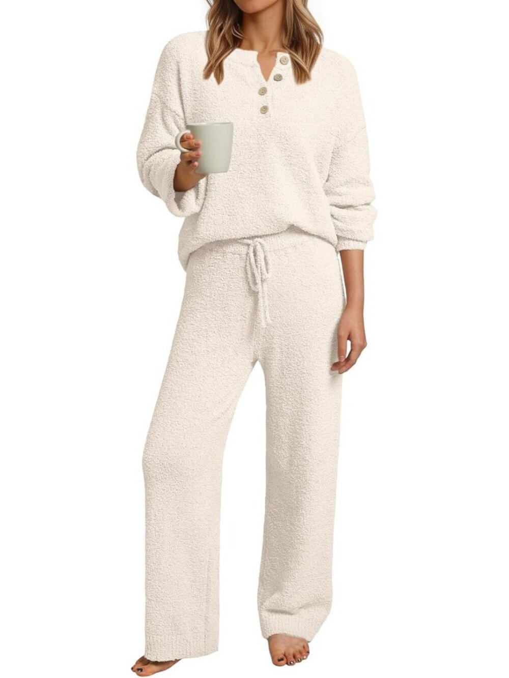 Cozy Fuzzy Fleece Two-Piece Sweater Set | Trendy Loungewear for Fall & Winter
